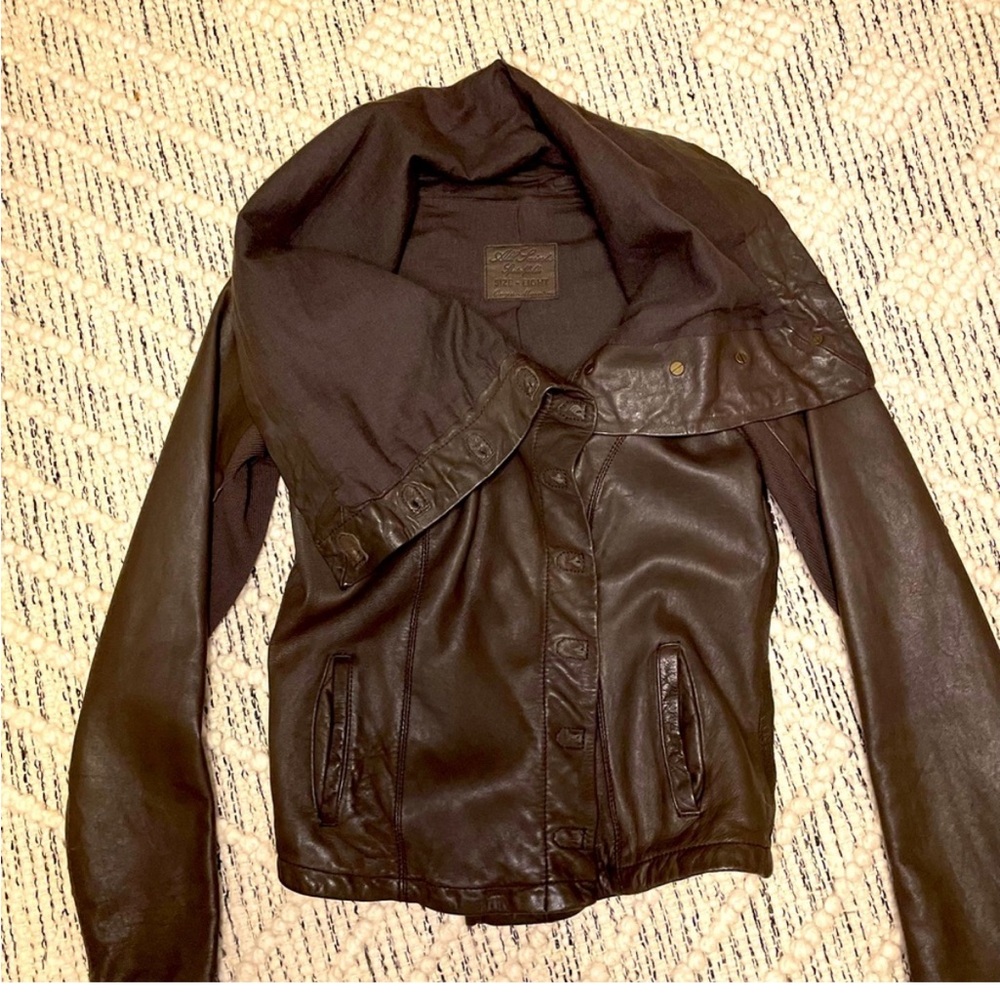 All Saints Slim Fit Leather Jacket
